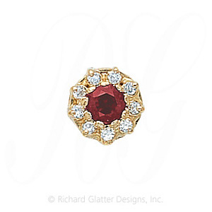 GS040 PT/D - 14 Karat Gold Slide with Pink Tourmaline center and Diamond accents 